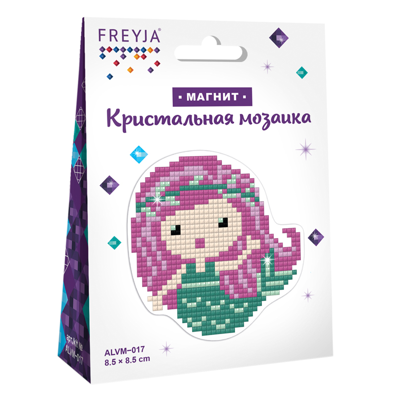 Аппликация-магнит из алмазной мозаики Фрея "Русалочка", 8,5*8,5см