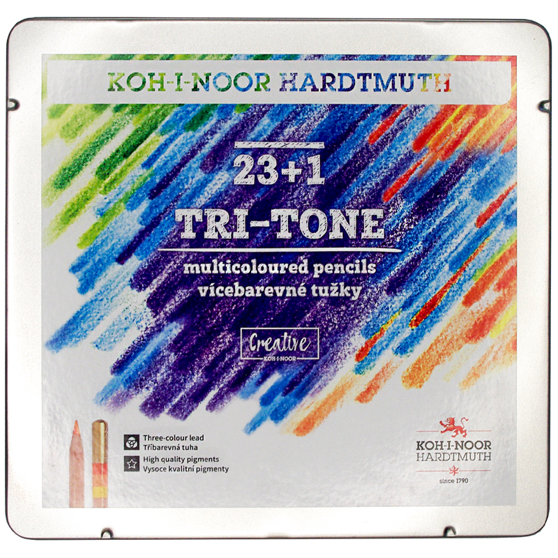 Карандаши многоцветные Koh-I-Noor "TRI-TONE 3444", 24шт., металл.коробка (ПОД ЗАКАЗ)