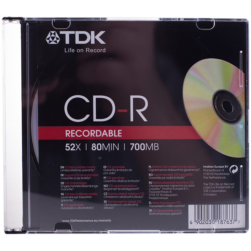 Диск CD-R 700Mb TDK 52х Slim