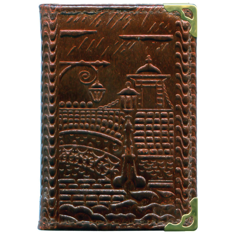 Алфавитная книга 75*105мм, 64л., кожа, Канцбург, коричневая (мет.углы)