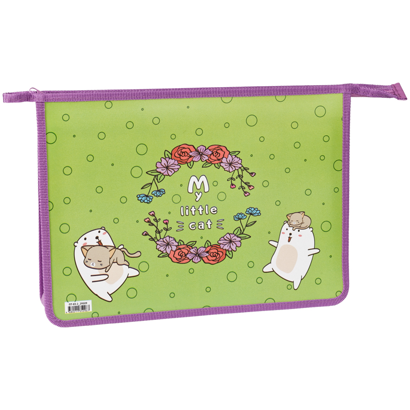 Папка для тетрадей 2 отделения А4 ArtSpace "My little cat", пластик, на молнии