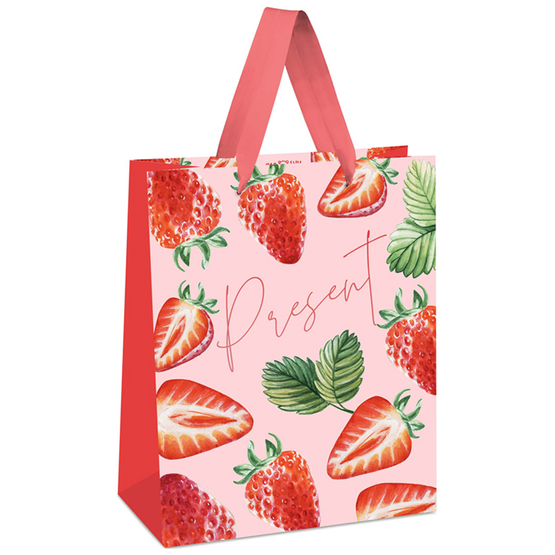Пакет подарочный 26*32*12см MESHU "Strawberry", отд. фольгой, матовая ламинация