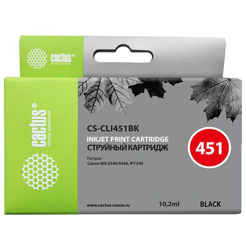 Картридж совм. Cactus CLI451BK черный для Canon MG6340/5440/IP7240 (10.2мл)