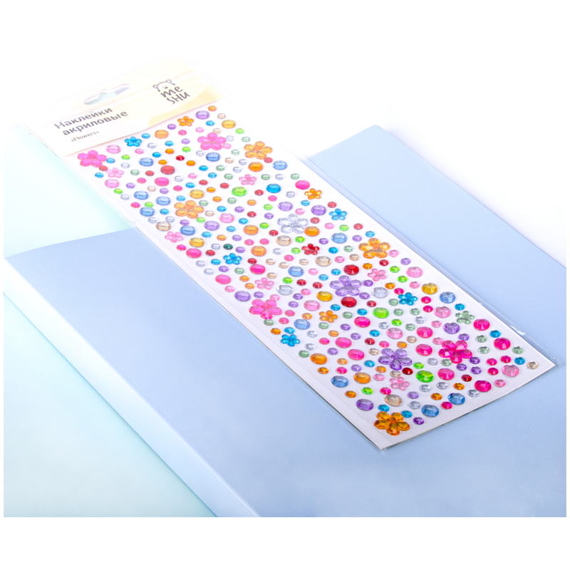 Наклейки акриловые MESHU "Flowers", 10*32см, европодвес