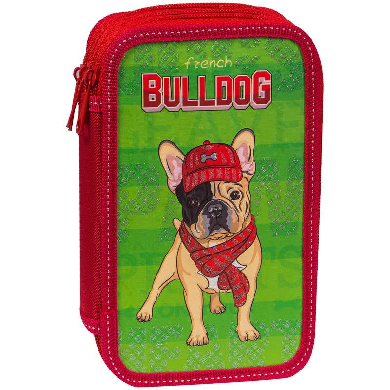 Пенал 3 отделения, 190*110 ArtSpace "Bulldog", ламинированный картон, когрев, блестки