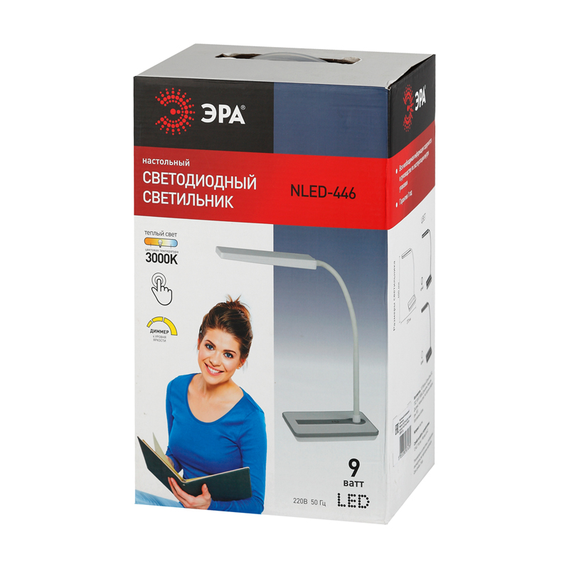 Светильник настольный на подставке Эра NLED-446-9W-W, 9Вт, LED, гибкая стойка, белый