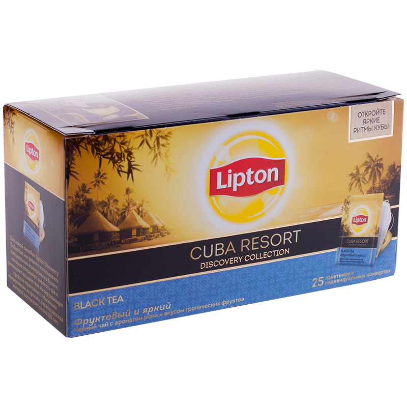 Чай Lipton "Discovery. Cuba Resort", черный с ароматом рома, тропич. фруктов, 25 пакетиков по 2г.