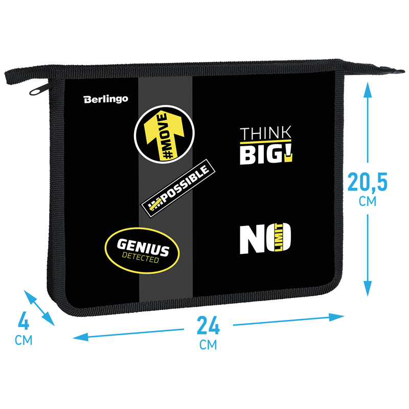 Папка для тетрадей 1 отделение, А5 Berlingo "Think big", 240*205*40мм, пластик, на молнии