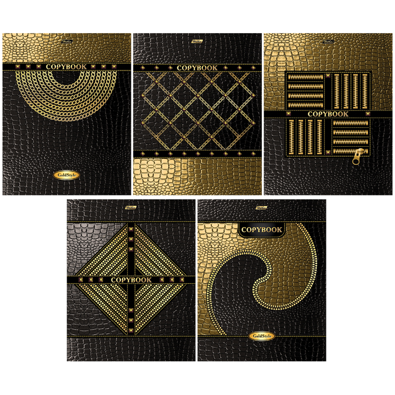 Тетрадь 48л., А5, клетка Hatber "Gold Style", 3D-фольга, 3D-лак
