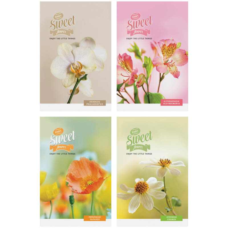 Блокнот А7 40л. на гребне "Цветы. Sweet flower"