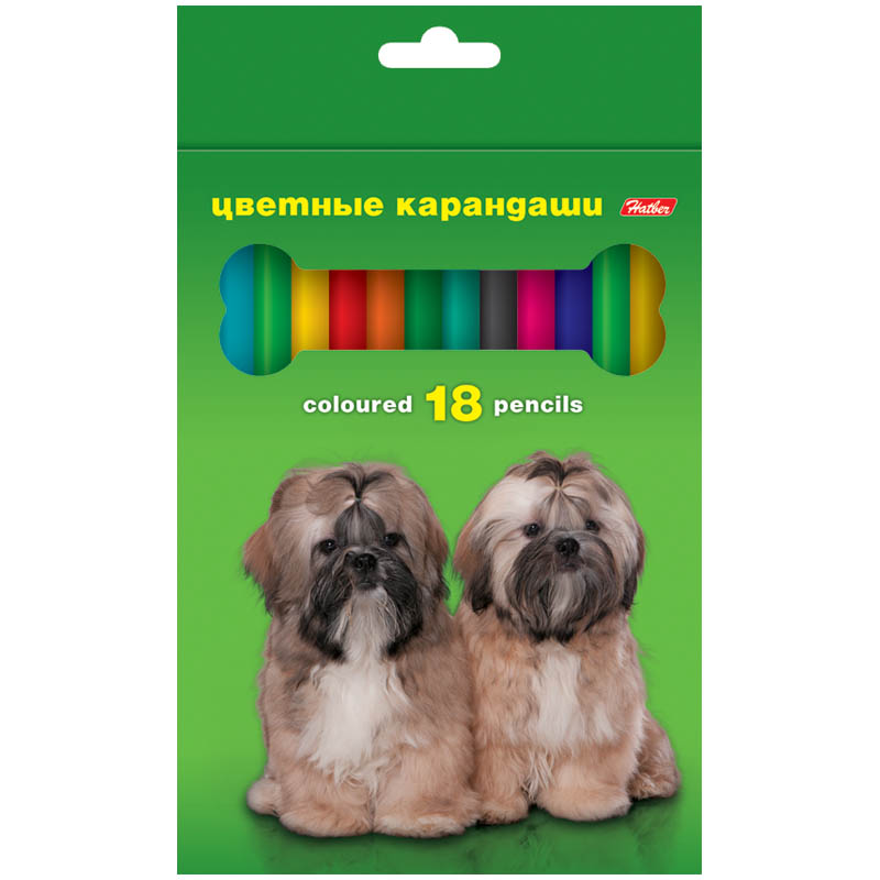 Карандаши "Любимцы" 18цв., заточен., картон. уп., европодвес