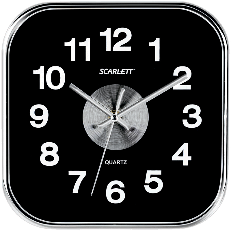 Часы настенные ход плавный, офисные Scarlett SC-WC1005O, квадратные, 25*25*4,2, серебристая рамка