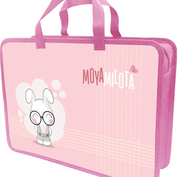 Папка-портфель Lamark Moya Milota/Моя Милота, А4, 34х24,5х7 см, 1 отделение, на молнии, с ручками, печать по пластику с двух сторон