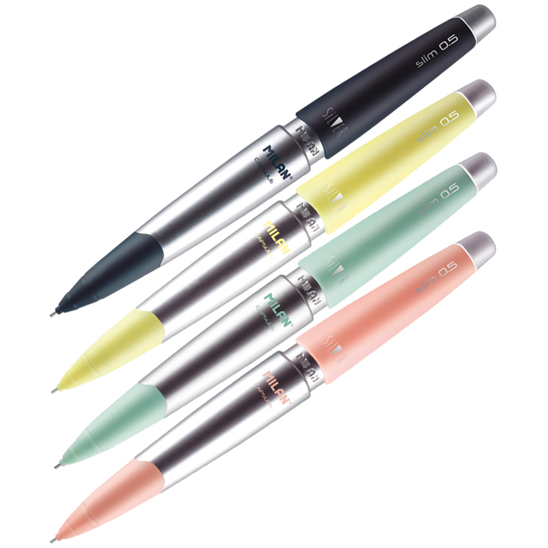 Карандаш механический Milan "Capsule Slim Silver" HB, 0,5мм, с ластиком