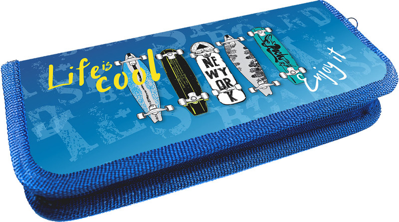 Пенал Lamark SkateBoard/Скейтборд, 1 отд., на 11 предметов, 60х195х25 мм, на молнии, ламинированный картон