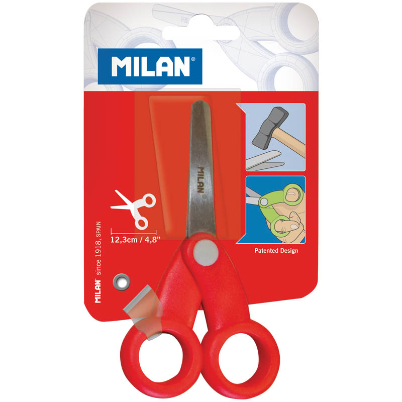 Ножницы детские Milan "School" 12,3см, ассорти, европодвес
