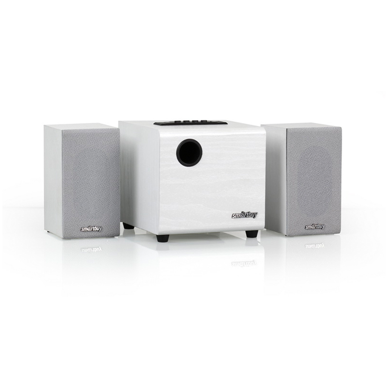 Колонки Smartbuy Sparta, 2*2W+Subwoofer 8W, деревянный корпус, FM, MP3, USB, SD, белый