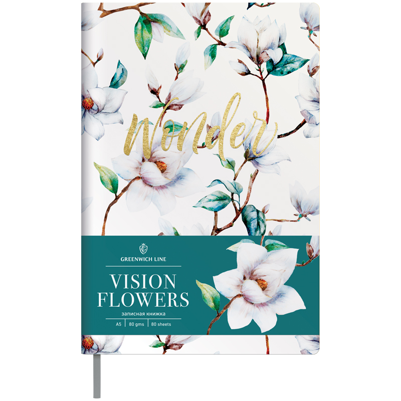 Записная книжка А5 80л. ЛАЙТ, кожзам, Greenwich Line "Vision.Flowers", тон. блок, цв. срез