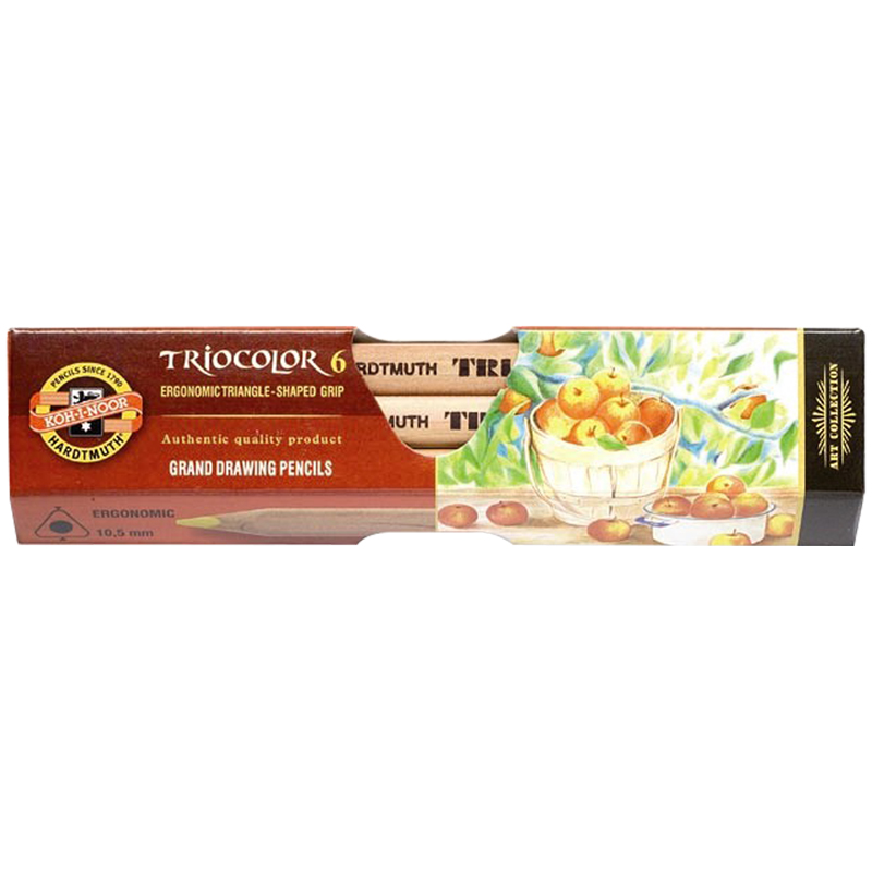 Карандаши цветные Koh-I-Noor "Jumbo Triocolor 3151", 06цв., трехгран., утолщен., неокр. корпус, картон