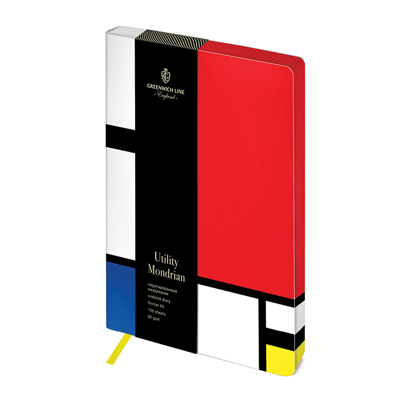 Ежедневник недатир. А5, 136л., кожзам, Greenwich Line "Utility. Mondrian", тон. блок, цв. срез