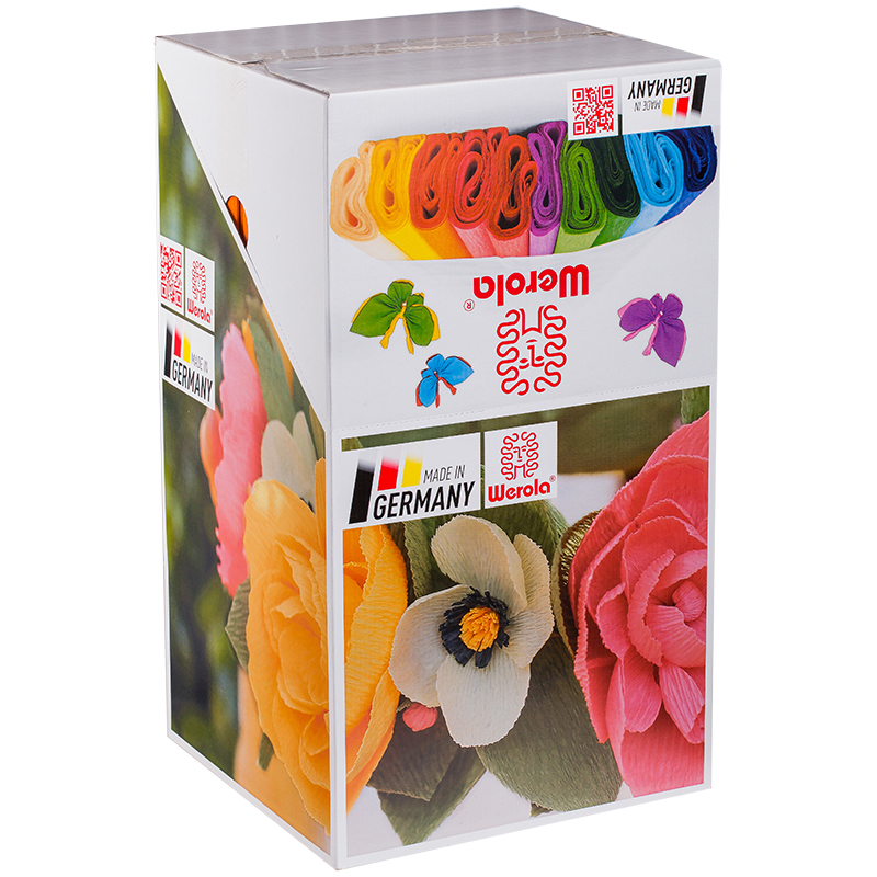 УЦЕНКА - Набор крепированной бумаги Werola, 50*250см, 32г/м2, растяж. 55%, 100шт., ассорти, упаковка