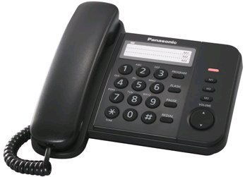 Телефон проводной Panasonic KX-TS2352RUB, повторный набор, индикатор вызова, черный