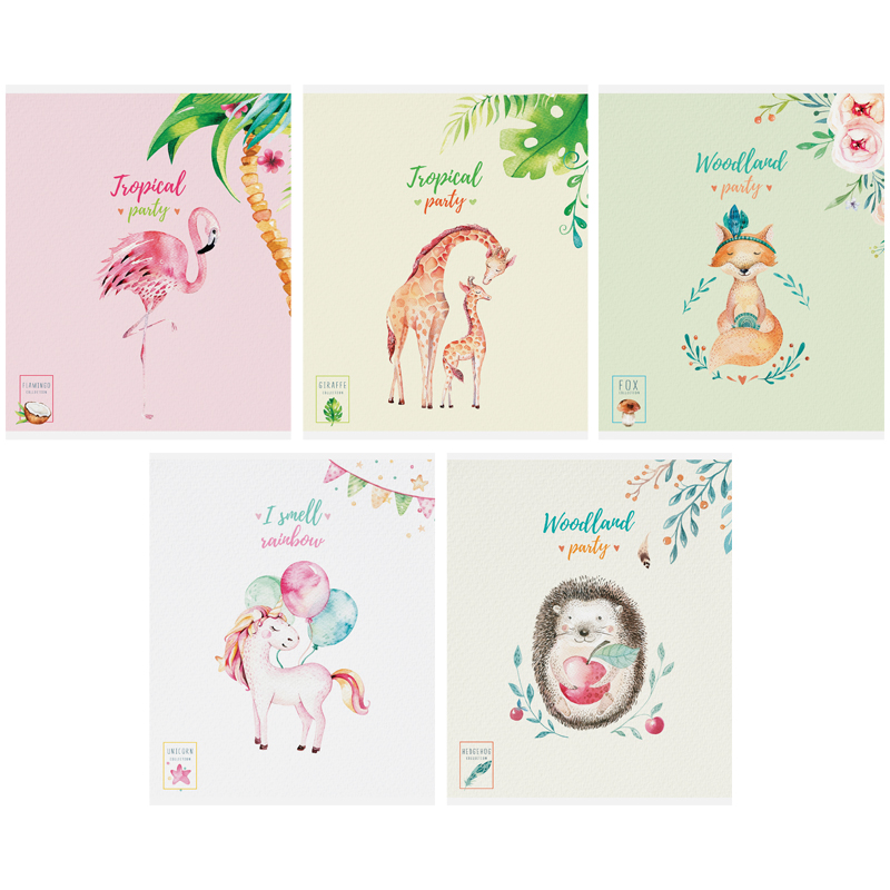 Тетрадь 48л., А5, клетка Greenwich Line "Рисунки. Cute watercolor", фактурное тиснение, 70г/м2