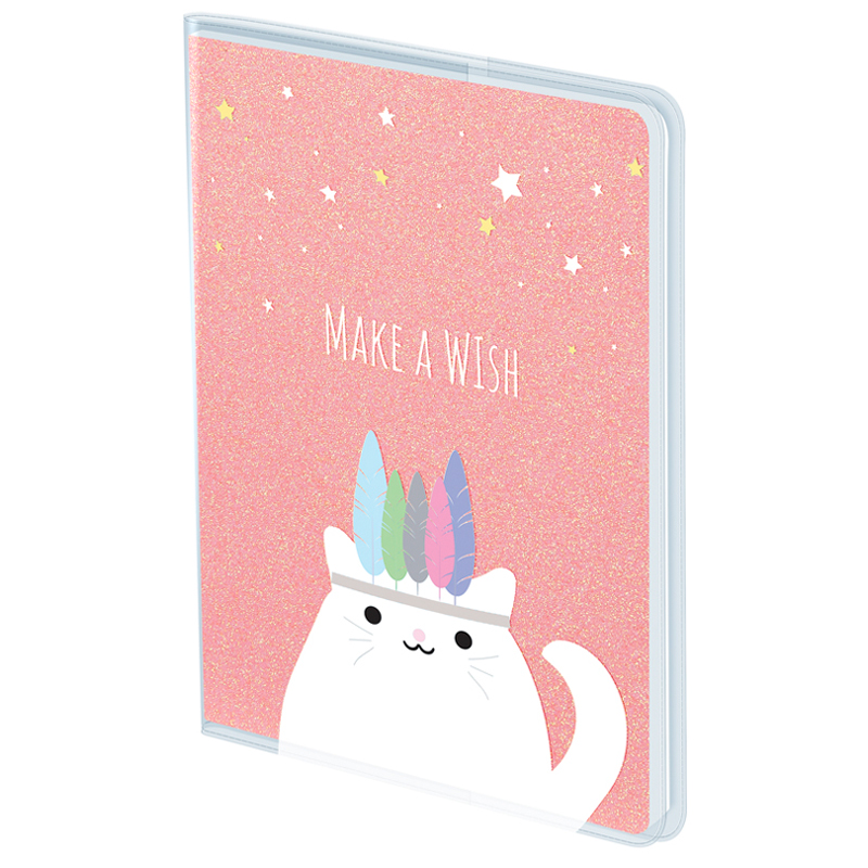 Ежедневник недатир. A5, 96л., ПВХ+глиттер, Greenwich Line "Make a wish"