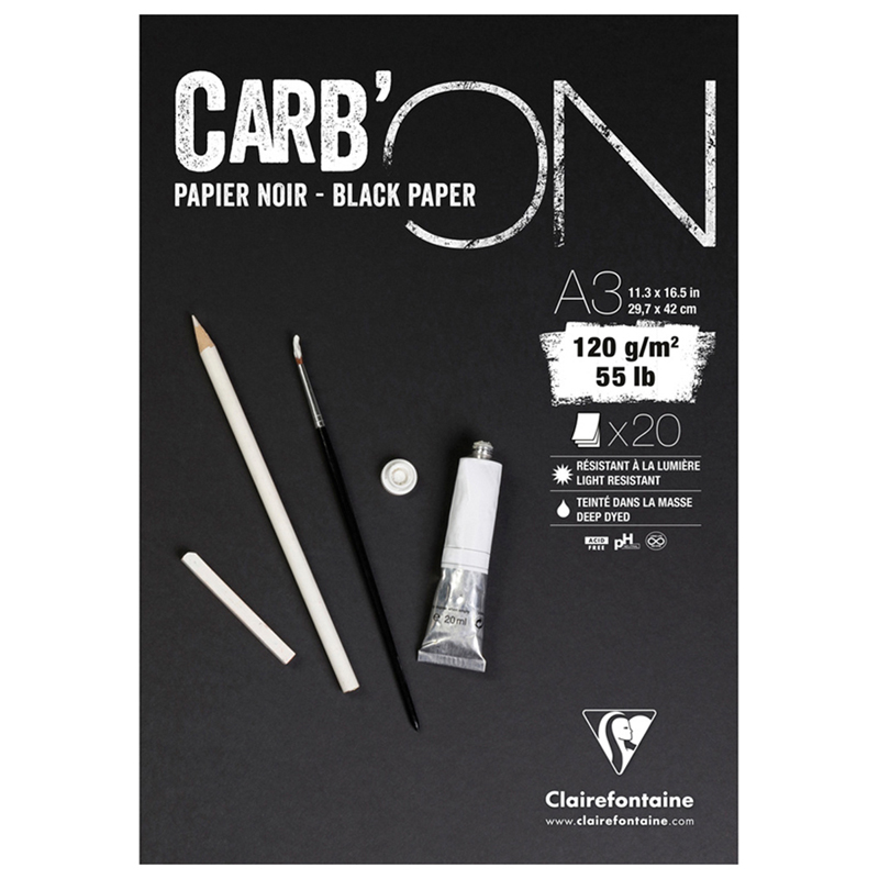 Скетчбук 20л., А3 Clairefontaine на склейке, мелкозер., черный, 120г/м2