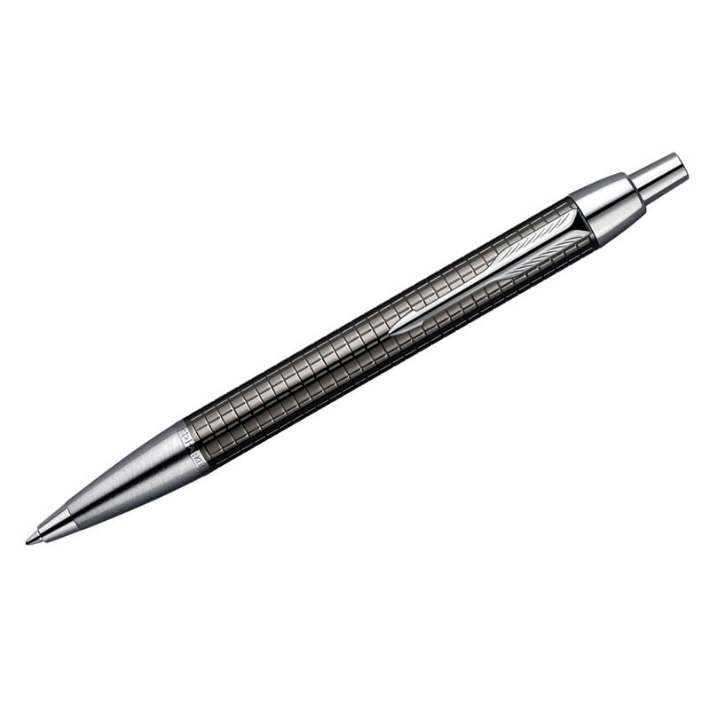 Ручка шариковая Parker "IM Premium Deep Gun Metal Chiselled CT" синяя, 1,0мм, кноп.механизм,подар.уп