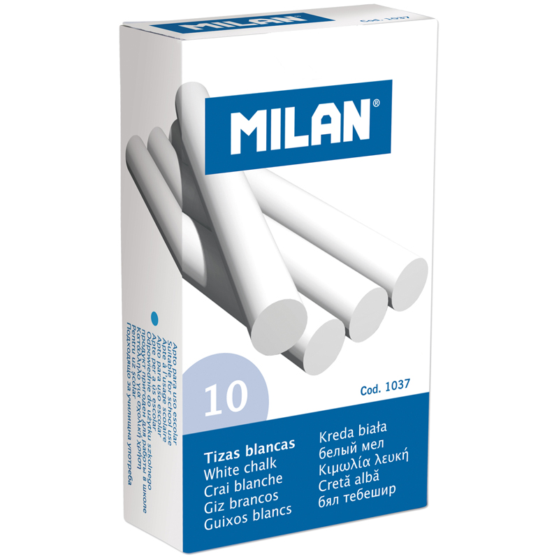 Набор белого мела Milan, круглый, 10шт., картонная коробка