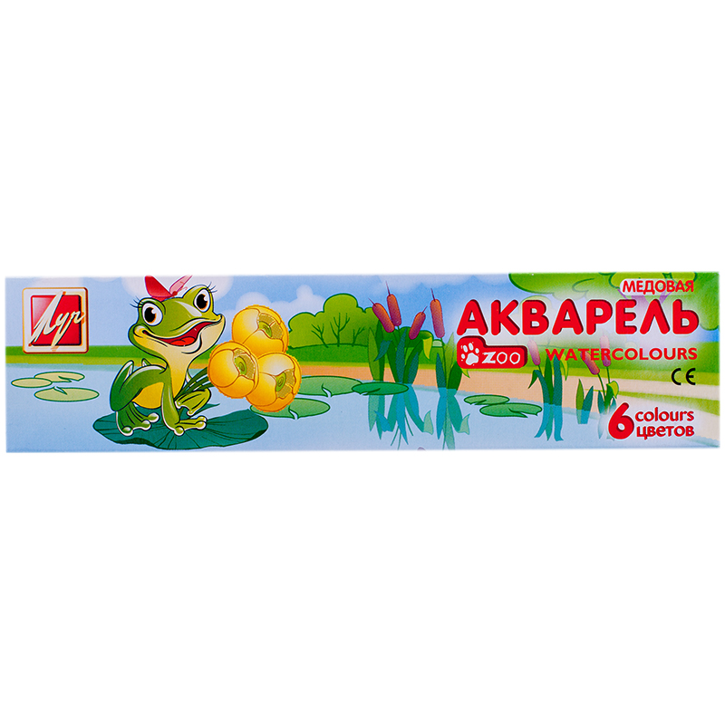 Акварель Луч "Zoo", медовая, 06 цветов, с кистью, картон