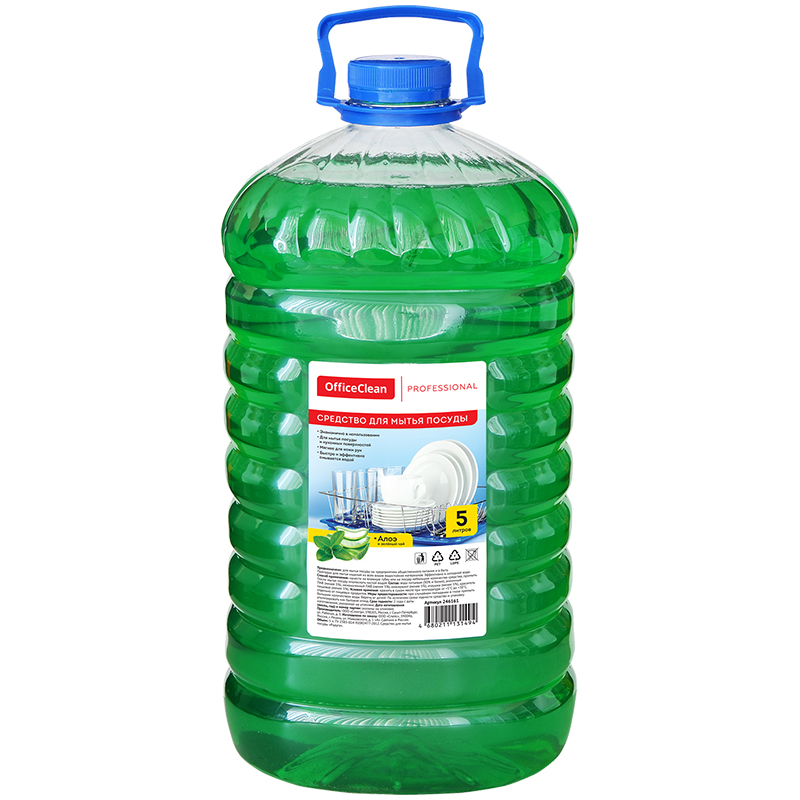 Средство для мытья посуды OfficeClean Профессиональное "Алоэ и зеленый чай", ПЭТ, 5л
