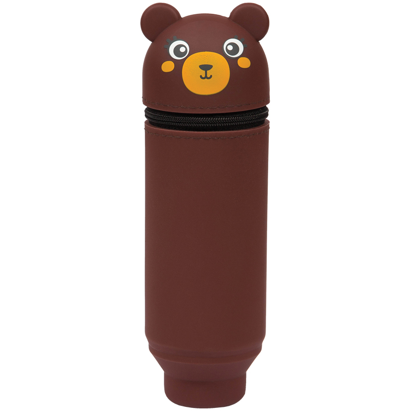 Пенал мягкий, 200*55*50 Berlingo "Bear", силикон, коричневый
