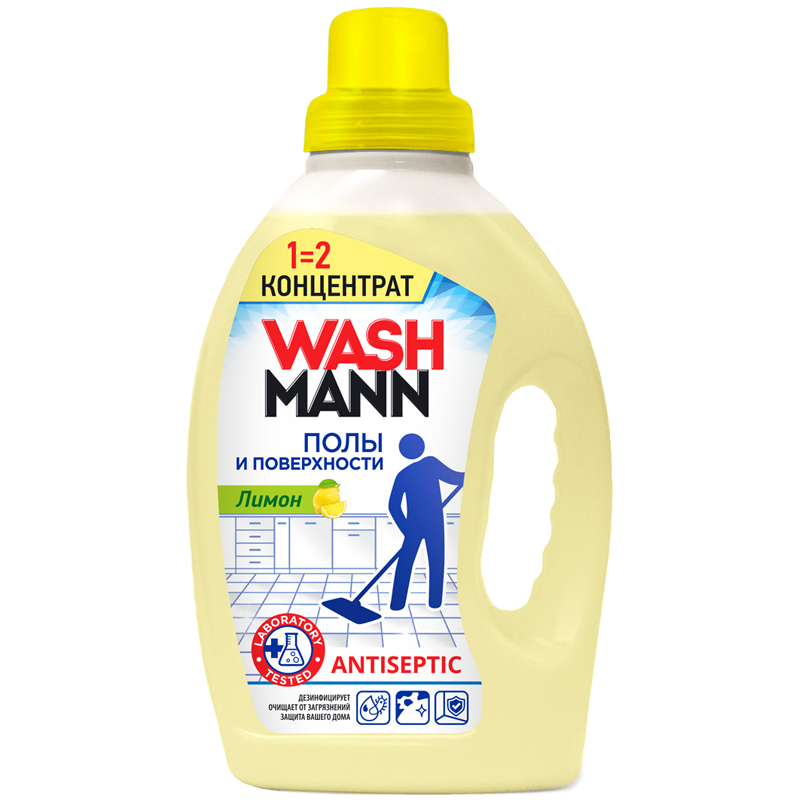 Средство для мытья полов WashMann "Лимон", 1,5л