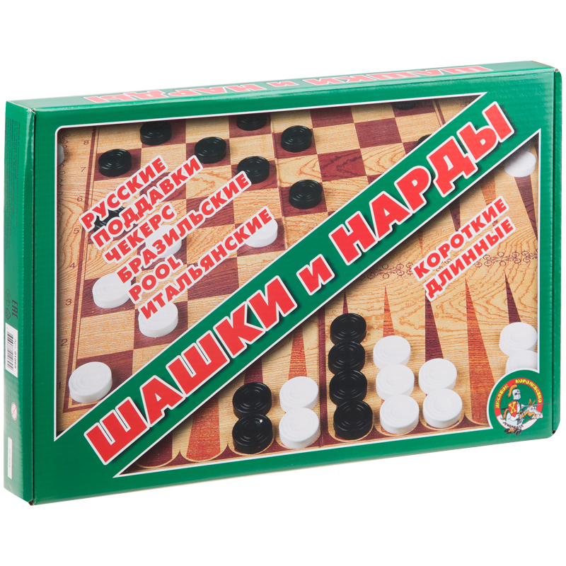 Набор игр 2 в 1 (нарды, шашки) Десятое королевство, пластиковые, большие, картонная коробка