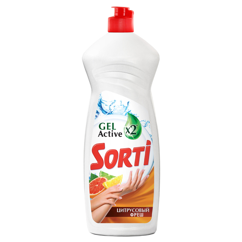 Средство для мытья посуды Sorti "Gel Active. Цитрусовый фреш", 900мл