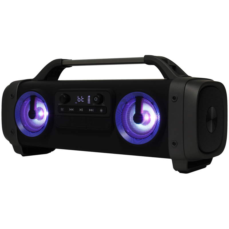 Колонка портативная Smartbuy Valkur, 22W, Bluetooth, AUX, FM, MP3, подсветка, черный