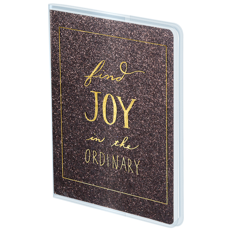 Ежедневник недатир. A5, 96л., ПВХ+глиттер, Greenwich Line "Find joy", тиснение фольгой