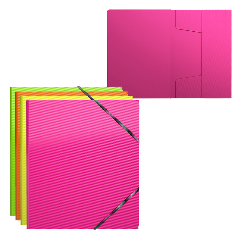 Папка на резинке Erich Krause "Glance Neon" А5+, 400мкм, ассорти