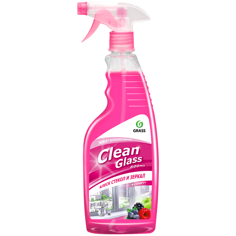 Средство для мытья стекол и зеркал Grass "Clean. Лесные ягоды", с курком, 600мл