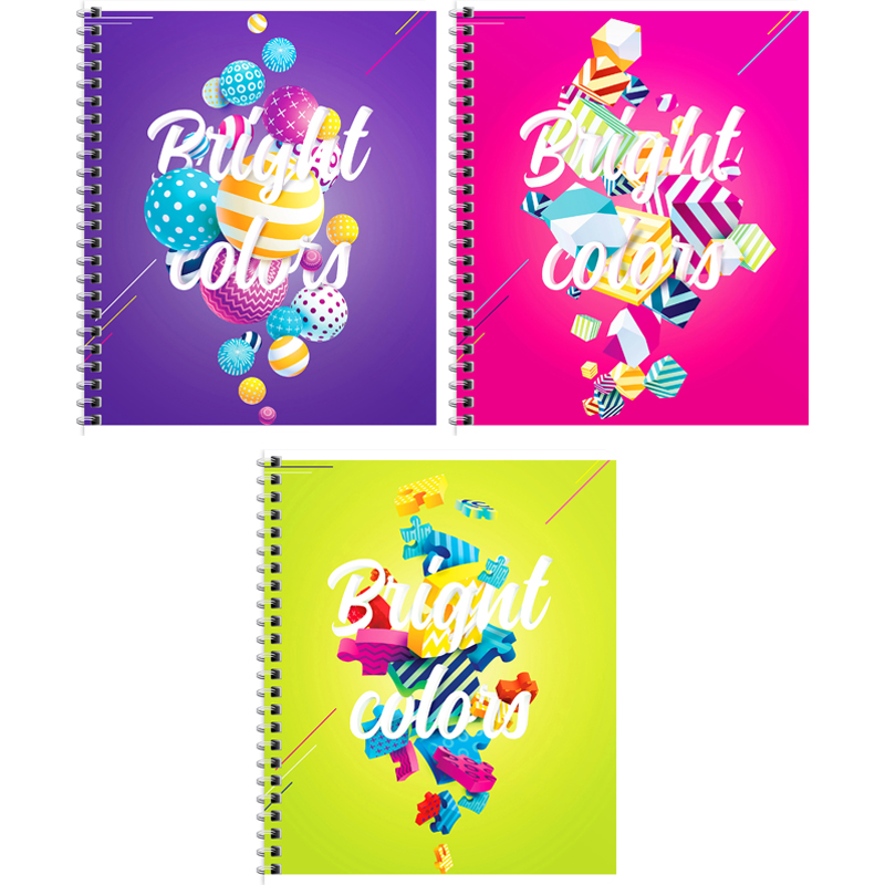 Тетрадь 96л., А5, клетка на гребне ArtSpace "Стиль. Bright colors", ТВИН-лак