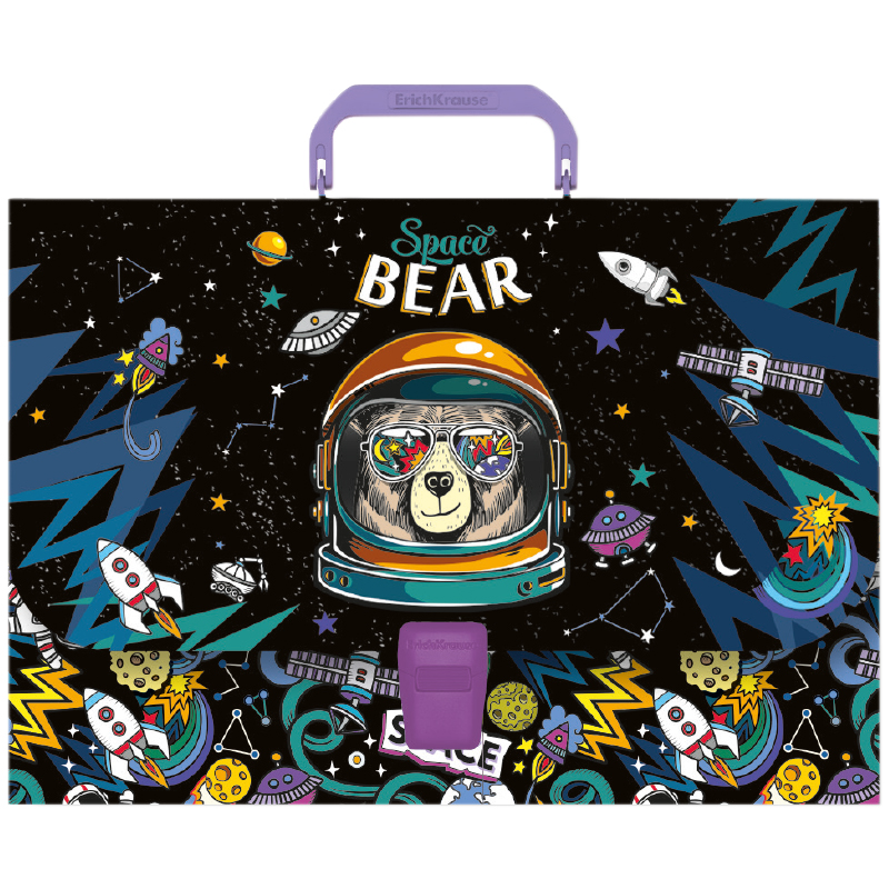 Папка-портфель 1 отделение Erich Krause "Space Bear" A4, 230*335*35мм, 800мкм, рисунок