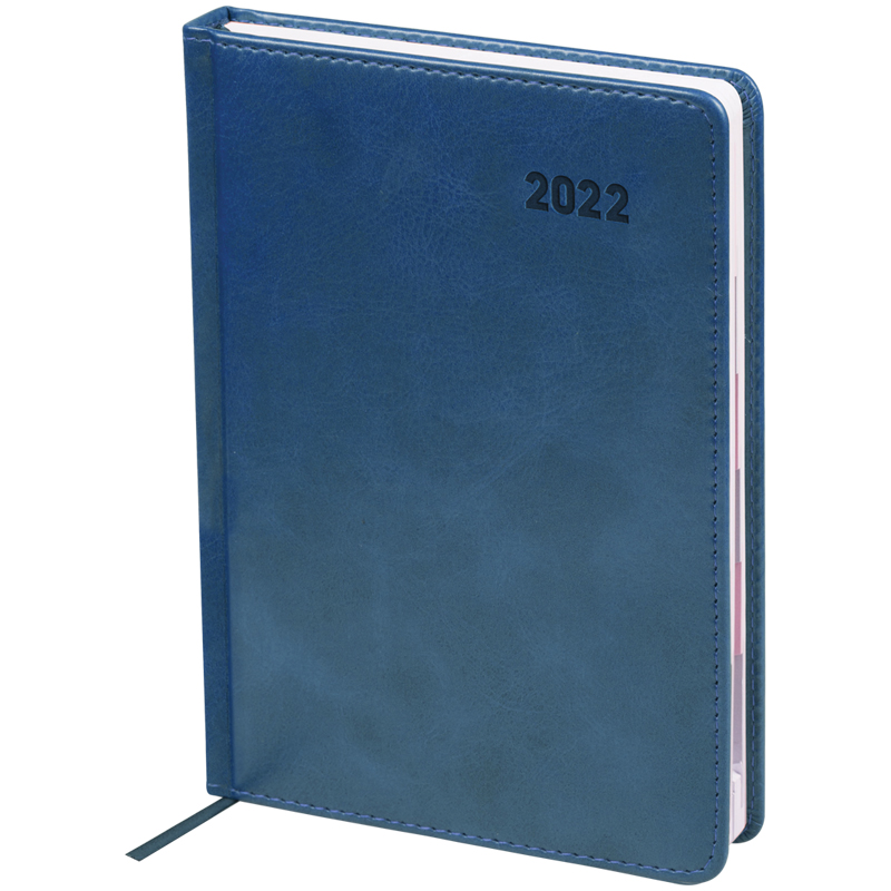 Ежедневник датированный 2022г. с вырубкой, А5, 176л., кожзам, OfficeSpace "Vesper Index", синий