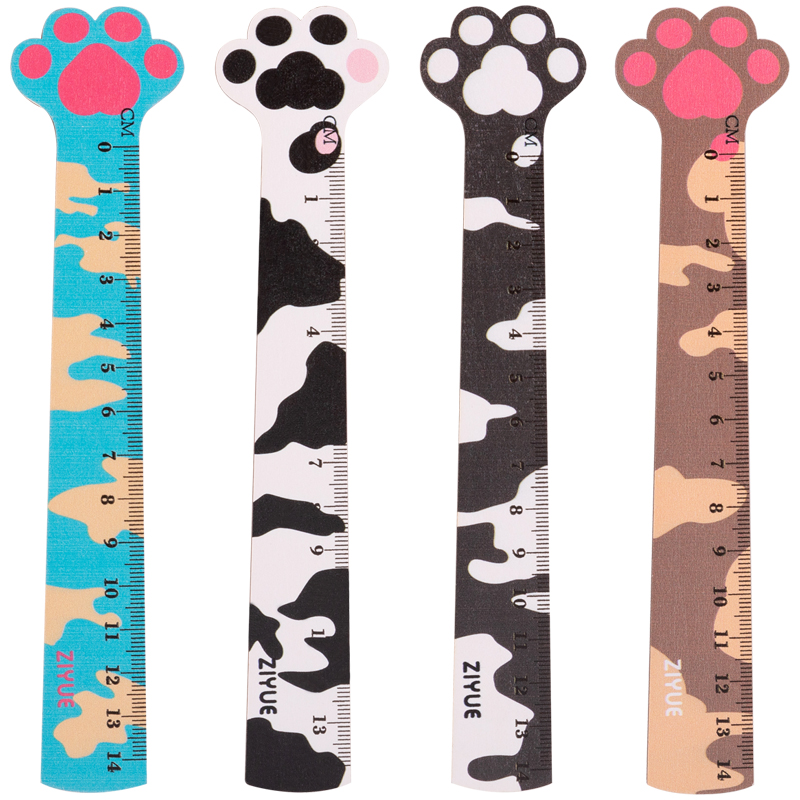 Линейка деревянная 14см MESHU "Paws", ассорти, европодвес