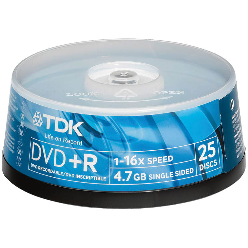 Диск DVD+R 4.7Gb TDK 16х Cake Box (25шт)