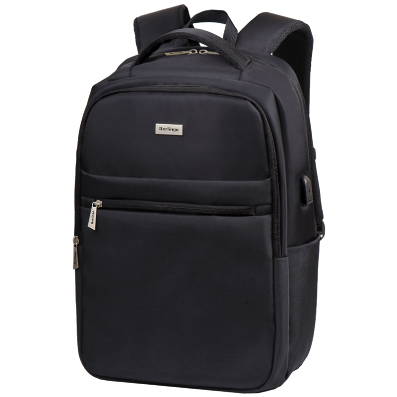 Рюкзак Berlingo City "Classic black" 47*30*20см, 2 отд, 4 карм, отд. для ноут, USB разъем, эргоном. спинка