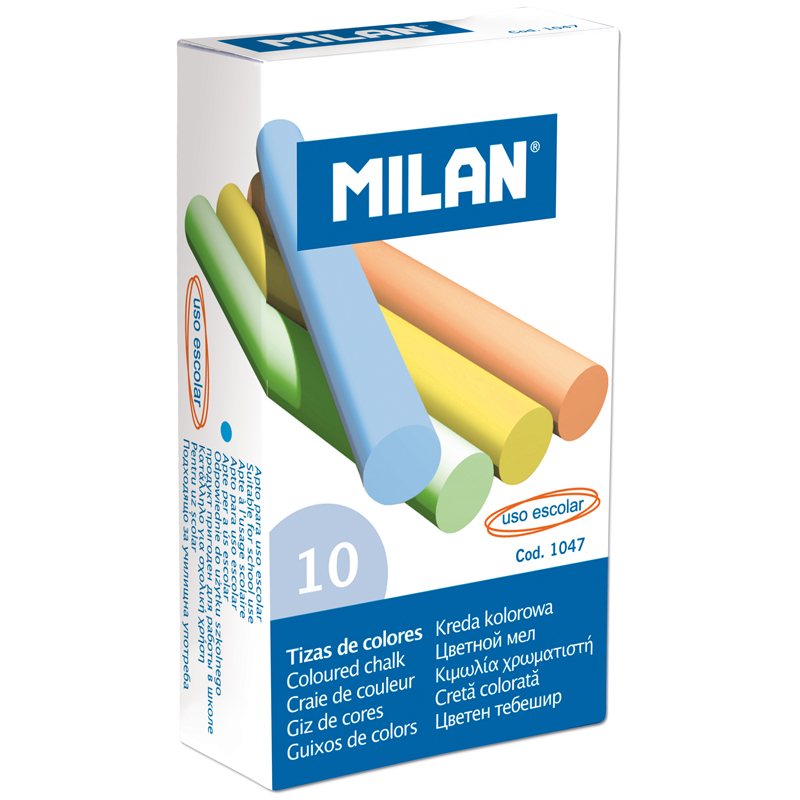 Набор цветного мела Milan, круглый, 10цв., картонная коробка
