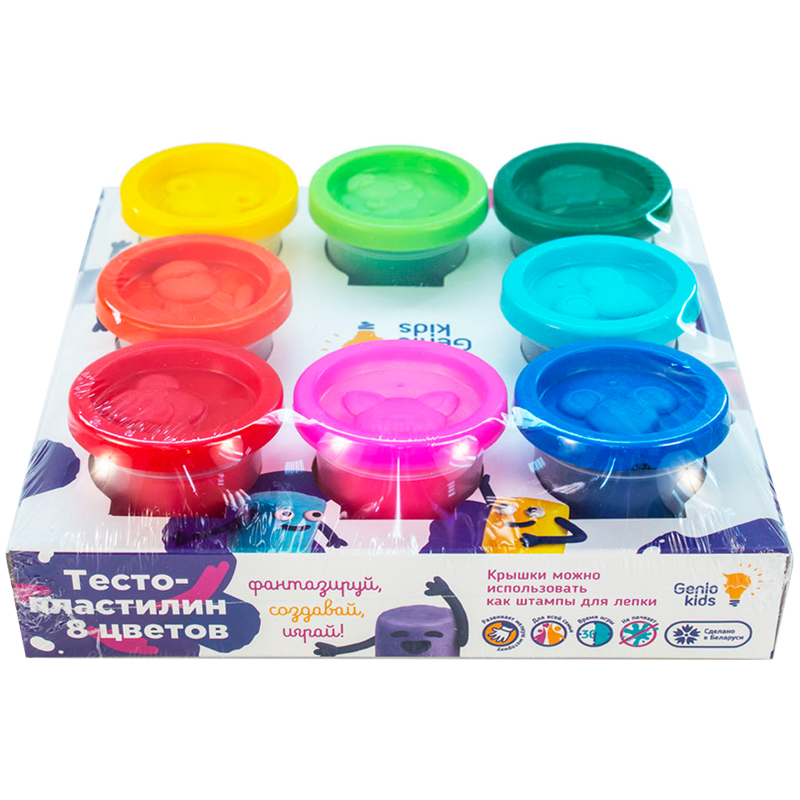 Набор для лепки Genio Kids "Тесто-пластилин", 8 цветов, картон, пленка
