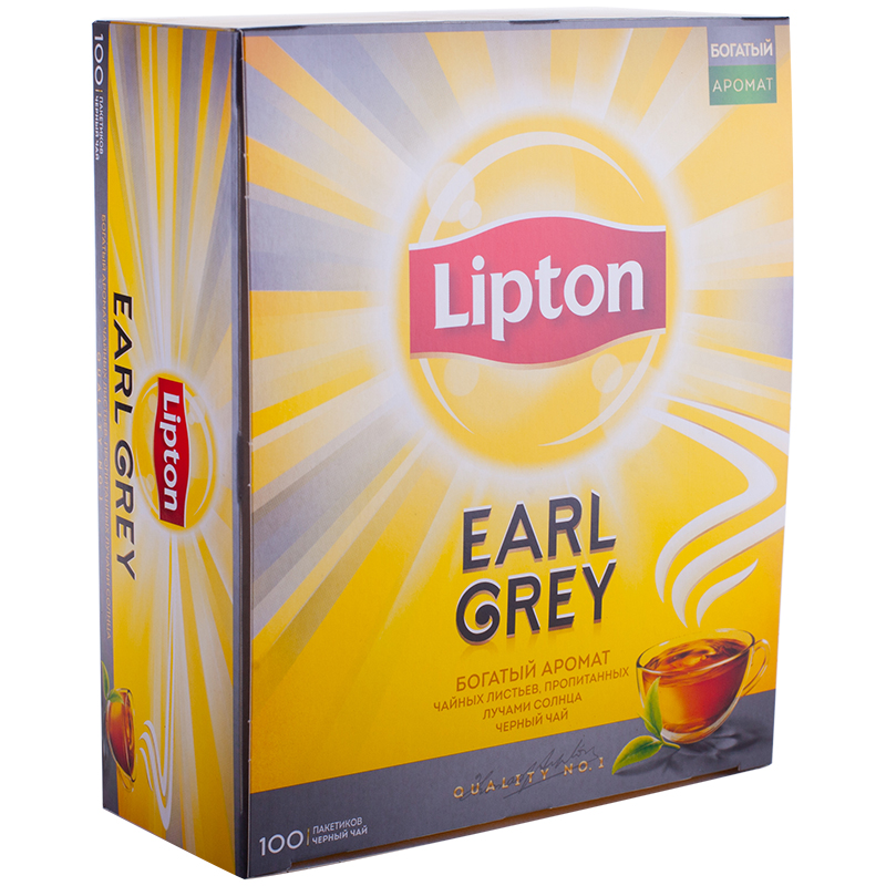 Чай Lipton "Earl Grey", черный с бергамотом, 100 пакетиков по 2г